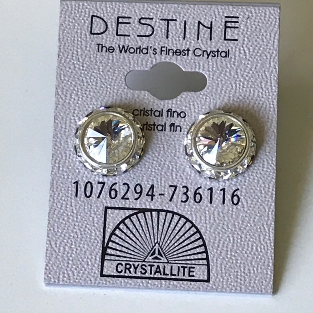 Destine Crystal Rhinestone Rivoli Earrings 12mm